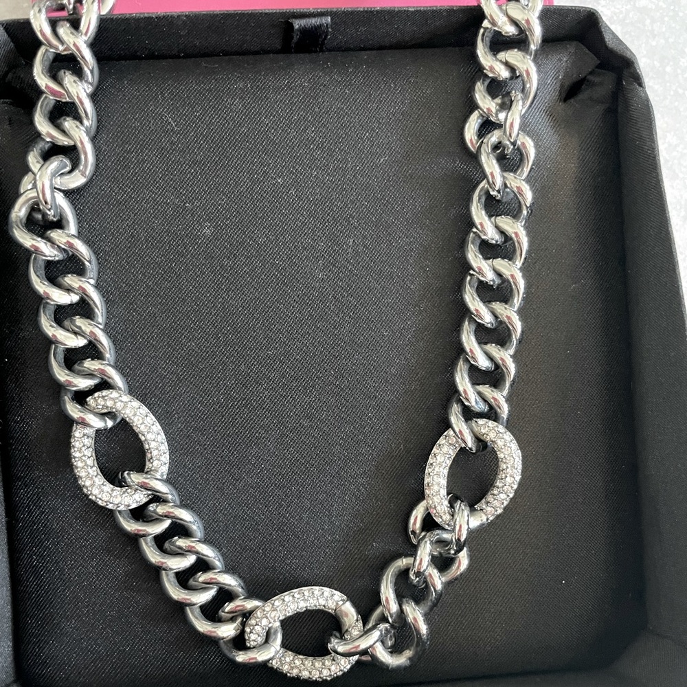 Juicy Couture Silver Rhinestone Matching Necklace & Bracelet